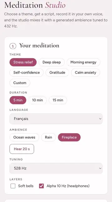 Meditation Studio home screen